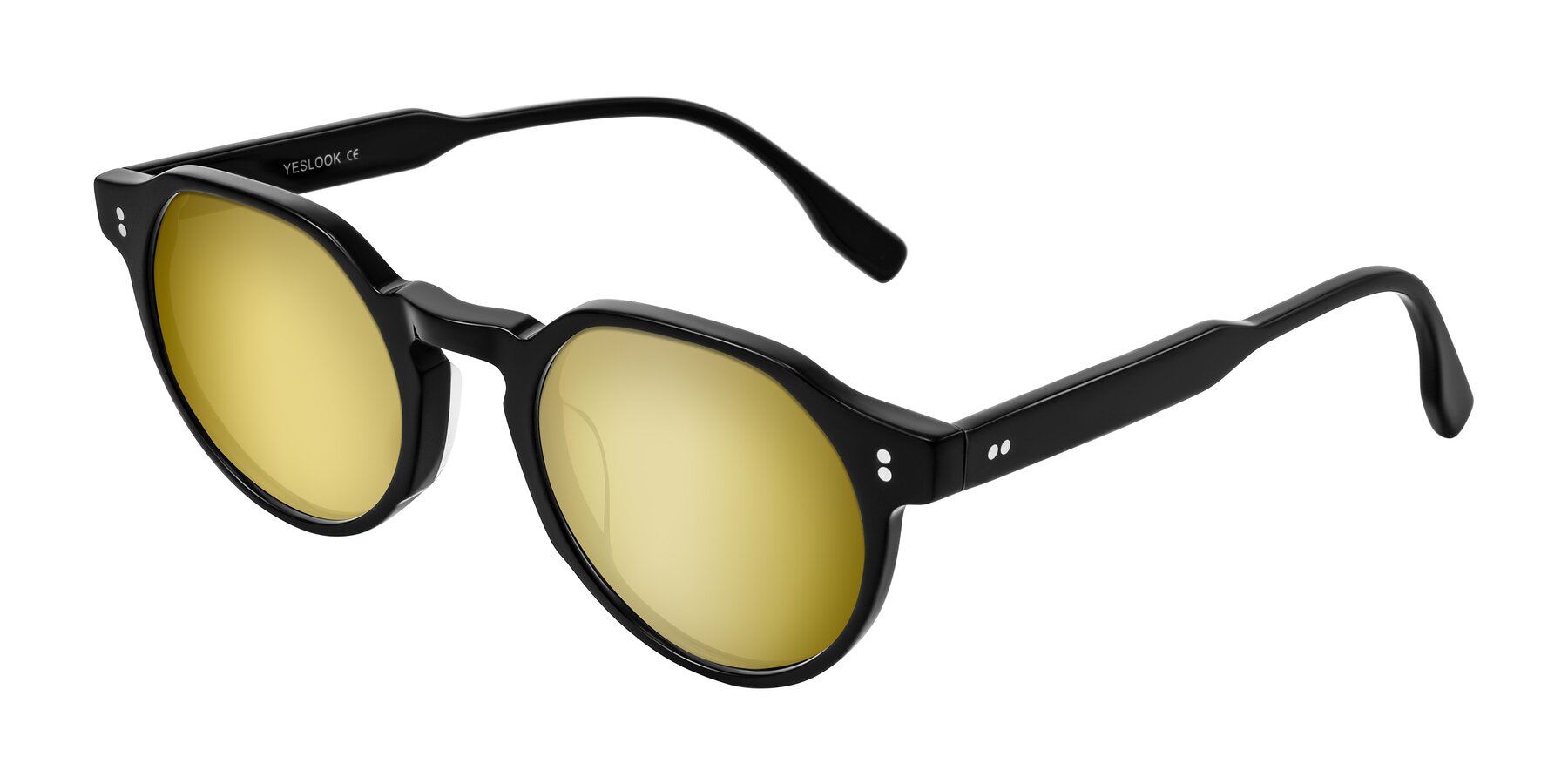 Angle of Vaswat in Black with Gold Mirrored Lenses