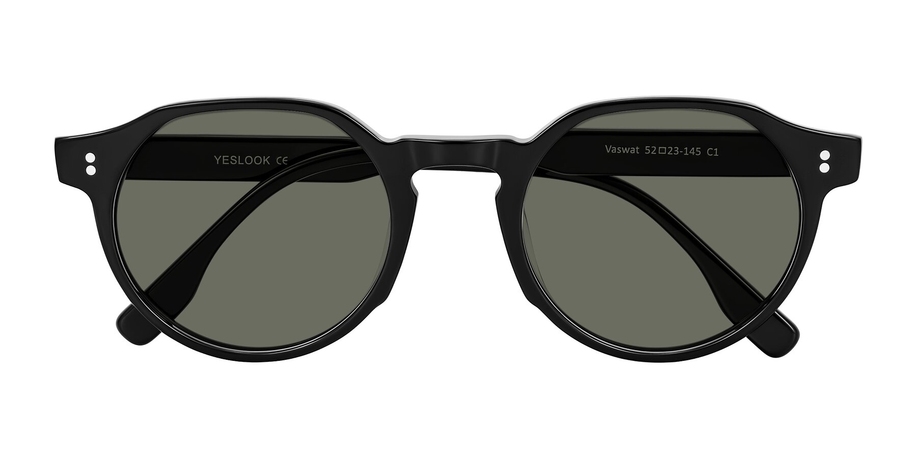 Folded Front of Vaswat in Black with Gray Polarized Lenses