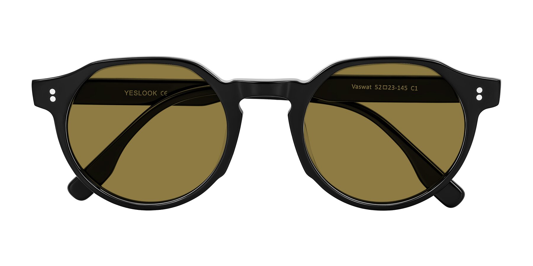 Folded Front of Vaswat in Black with Brown Polarized Lenses