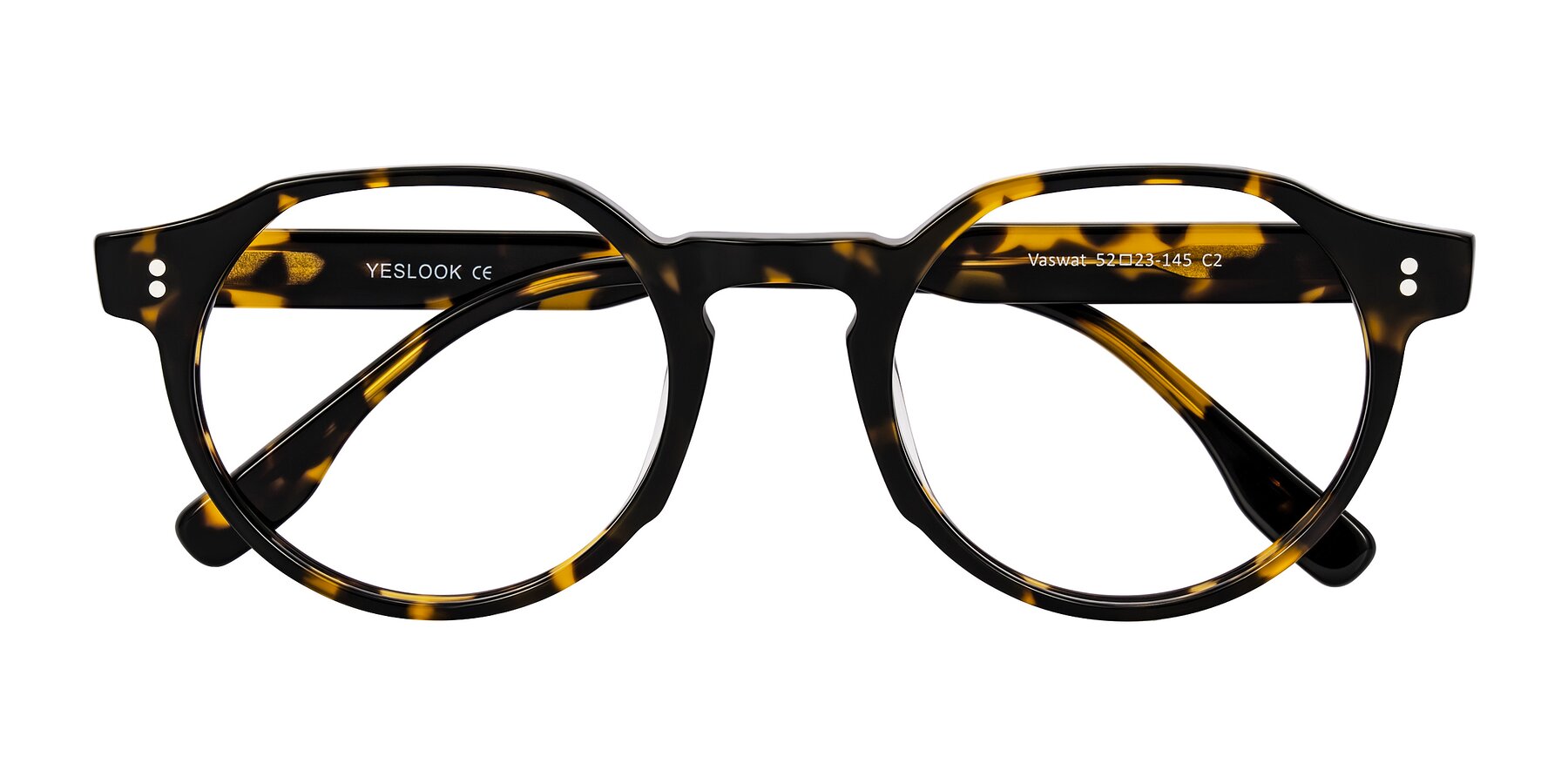 Folded Front of Vaswat in Tortoise with Clear Eyeglass Lenses