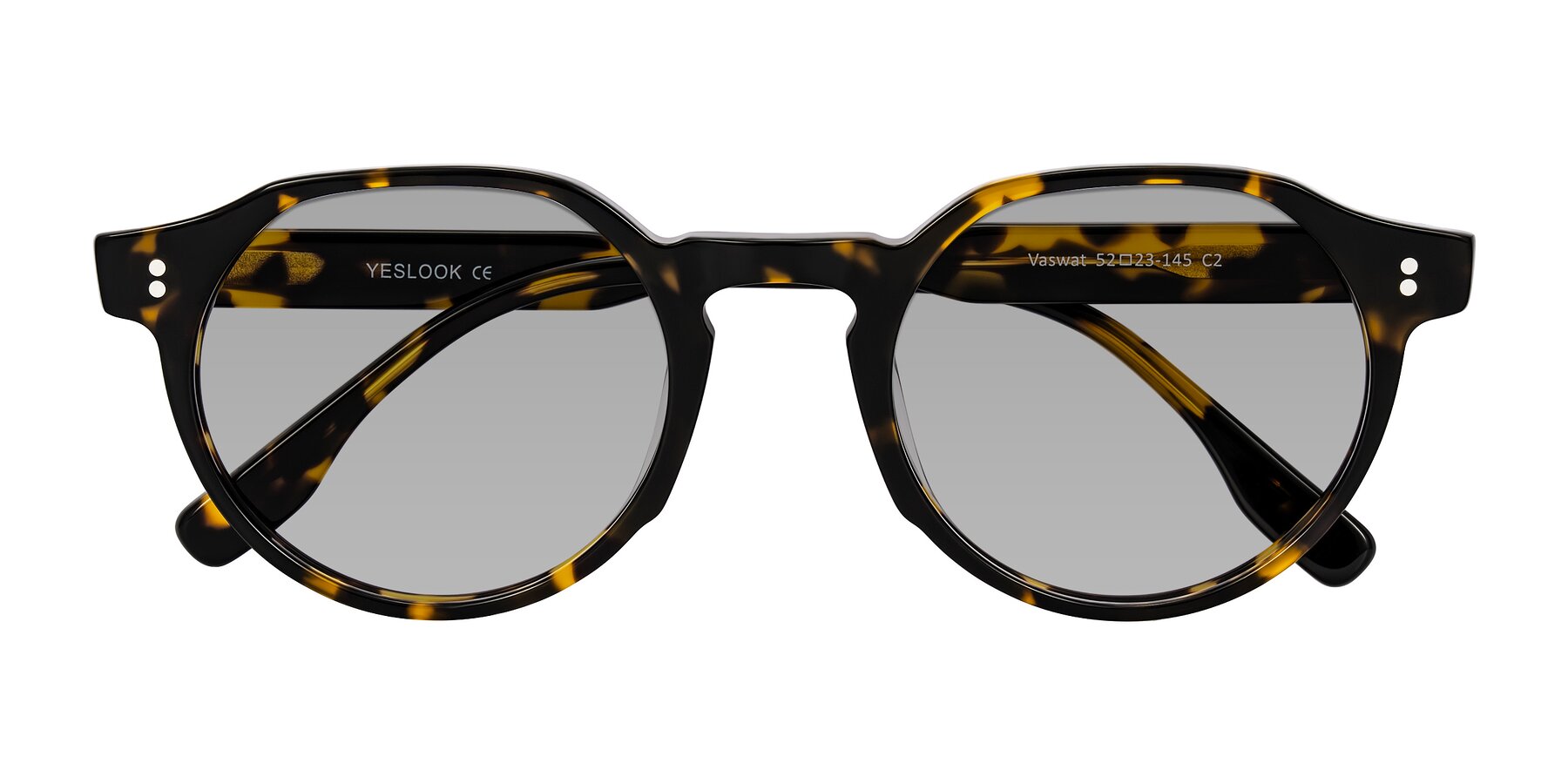 Folded Front of Vaswat in Tortoise with Light Gray Tinted Lenses