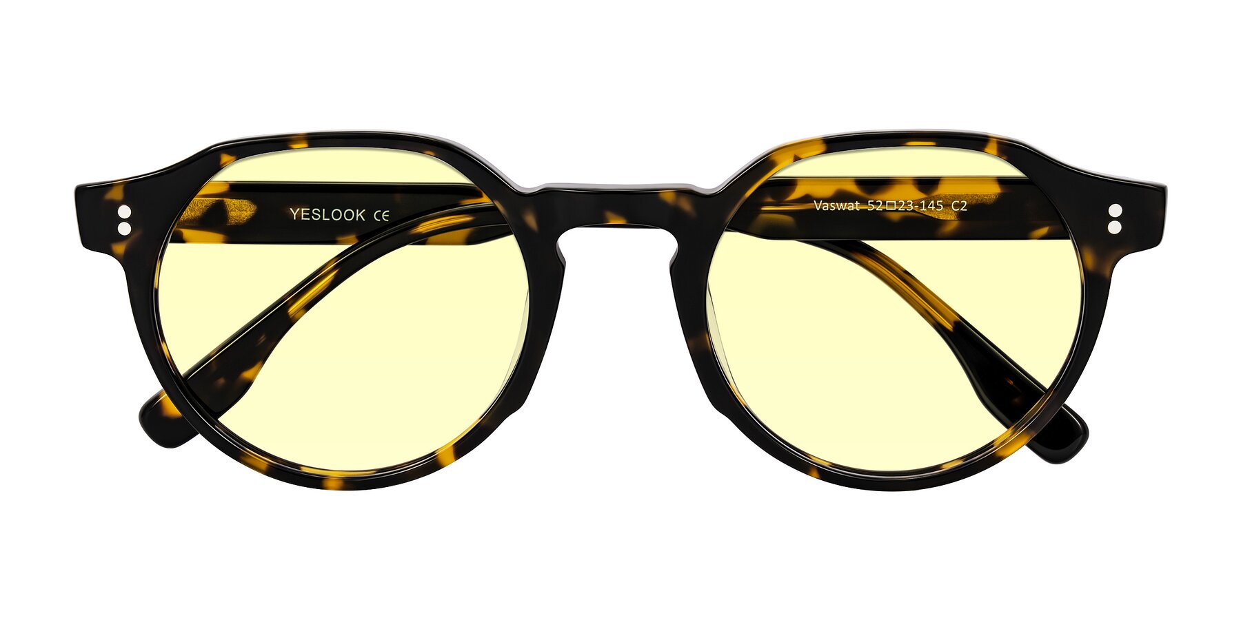 Folded Front of Vaswat in Tortoise with Light Yellow Tinted Lenses