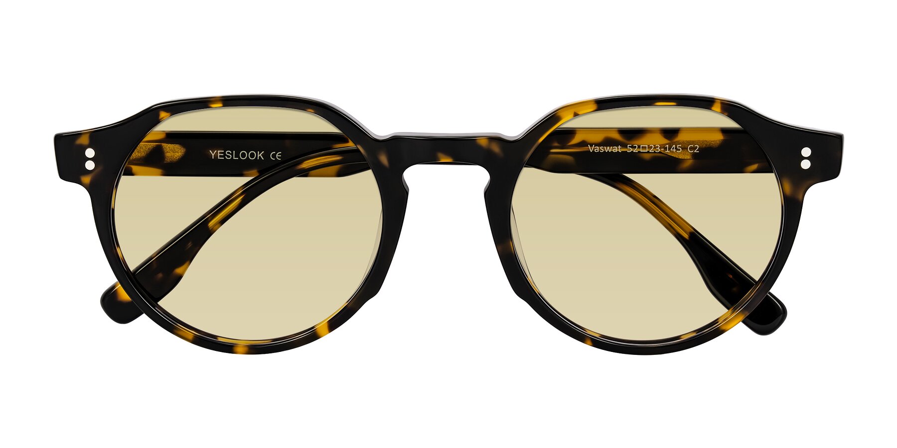 Folded Front of Vaswat in Tortoise with Light Champagne Tinted Lenses