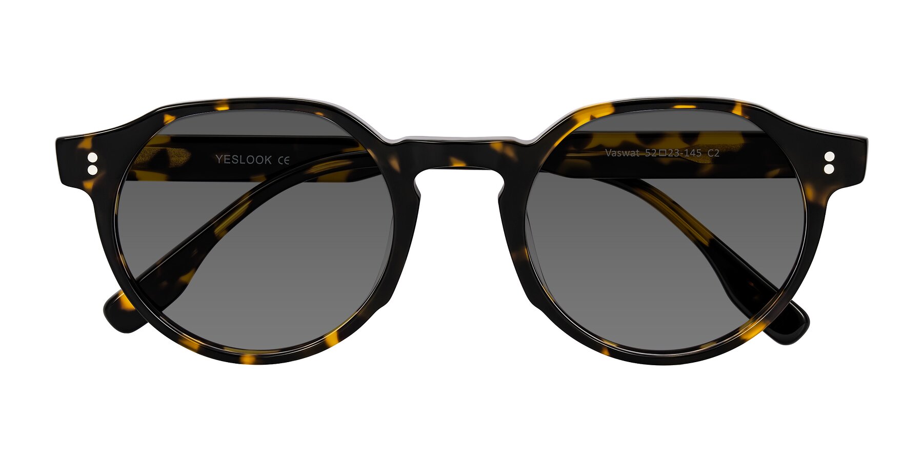 Folded Front of Vaswat in Tortoise with Medium Gray Tinted Lenses