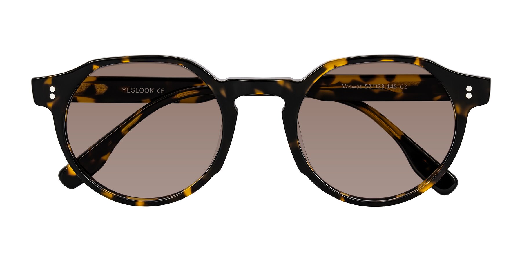 Folded Front of Vaswat in Tortoise with Medium Brown Tinted Lenses
