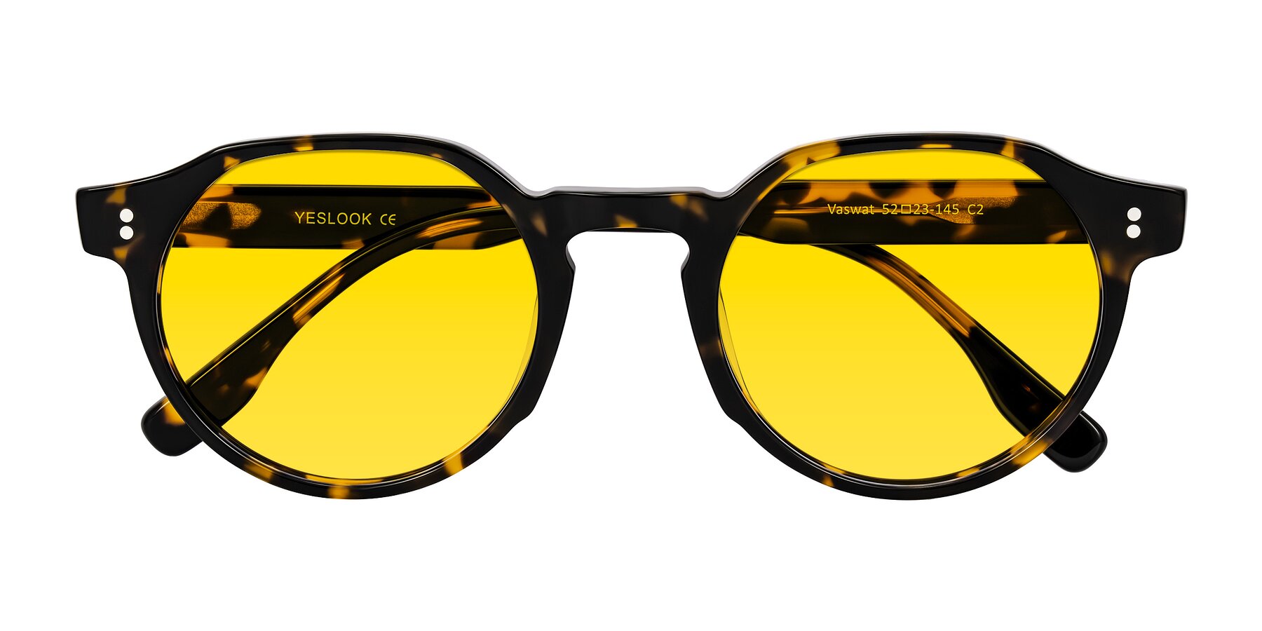 Folded Front of Vaswat in Tortoise with Yellow Tinted Lenses