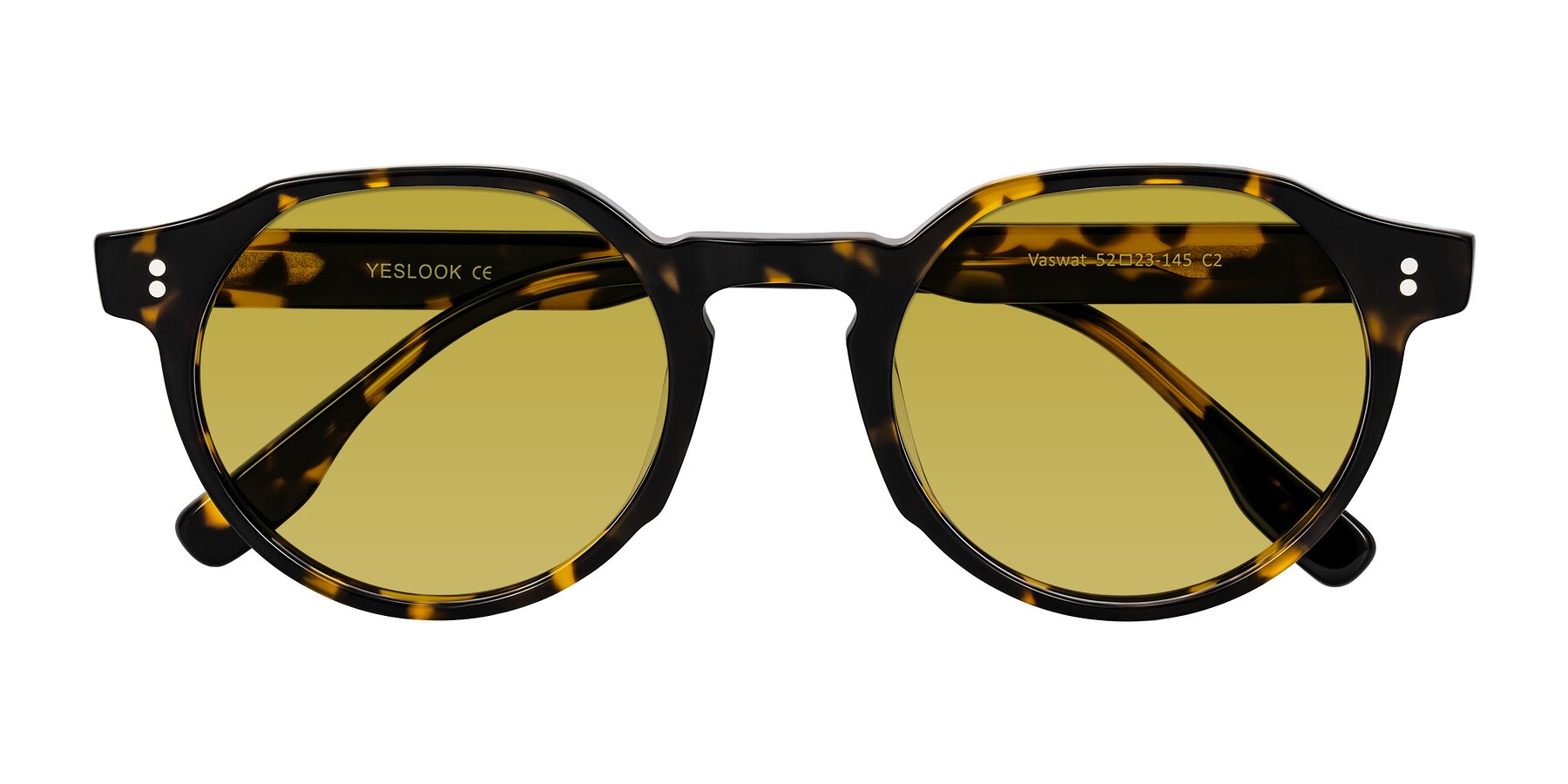Folded Front of Vaswat in Tortoise with Champagne Tinted Lenses