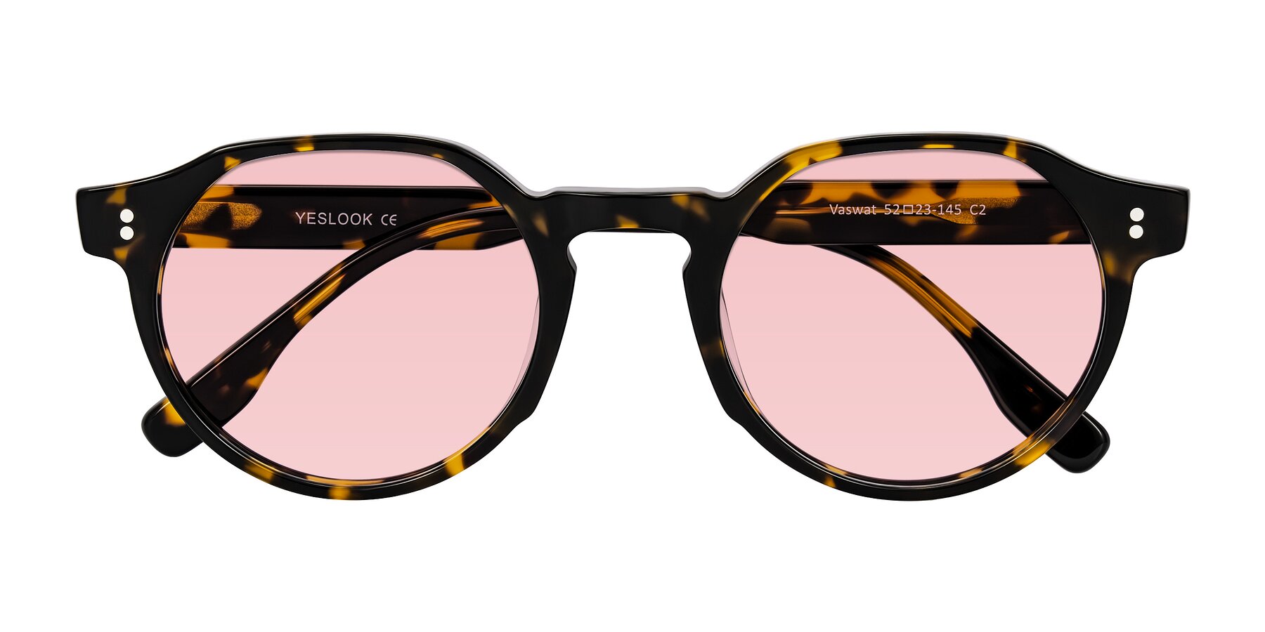 Folded Front of Vaswat in Tortoise with Light Garnet Tinted Lenses