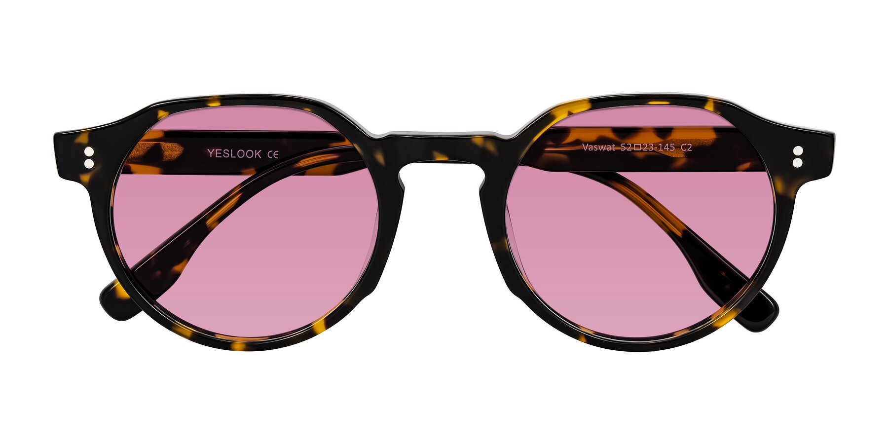 Folded Front of Vaswat in Tortoise with Medium Wine Tinted Lenses
