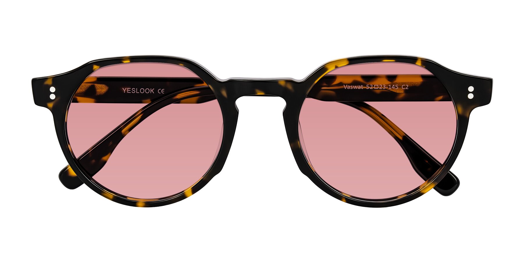 Folded Front of Vaswat in Tortoise with Medium Garnet Tinted Lenses