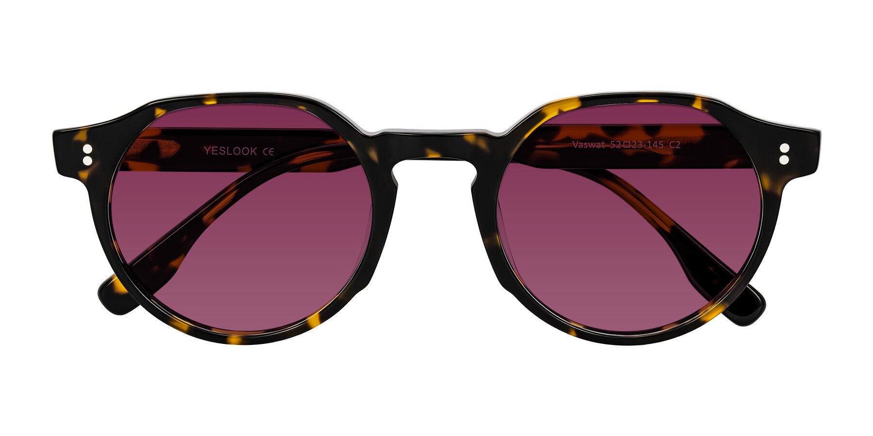 Folded Front of Vaswat in Tortoise with Wine Tinted Lenses
