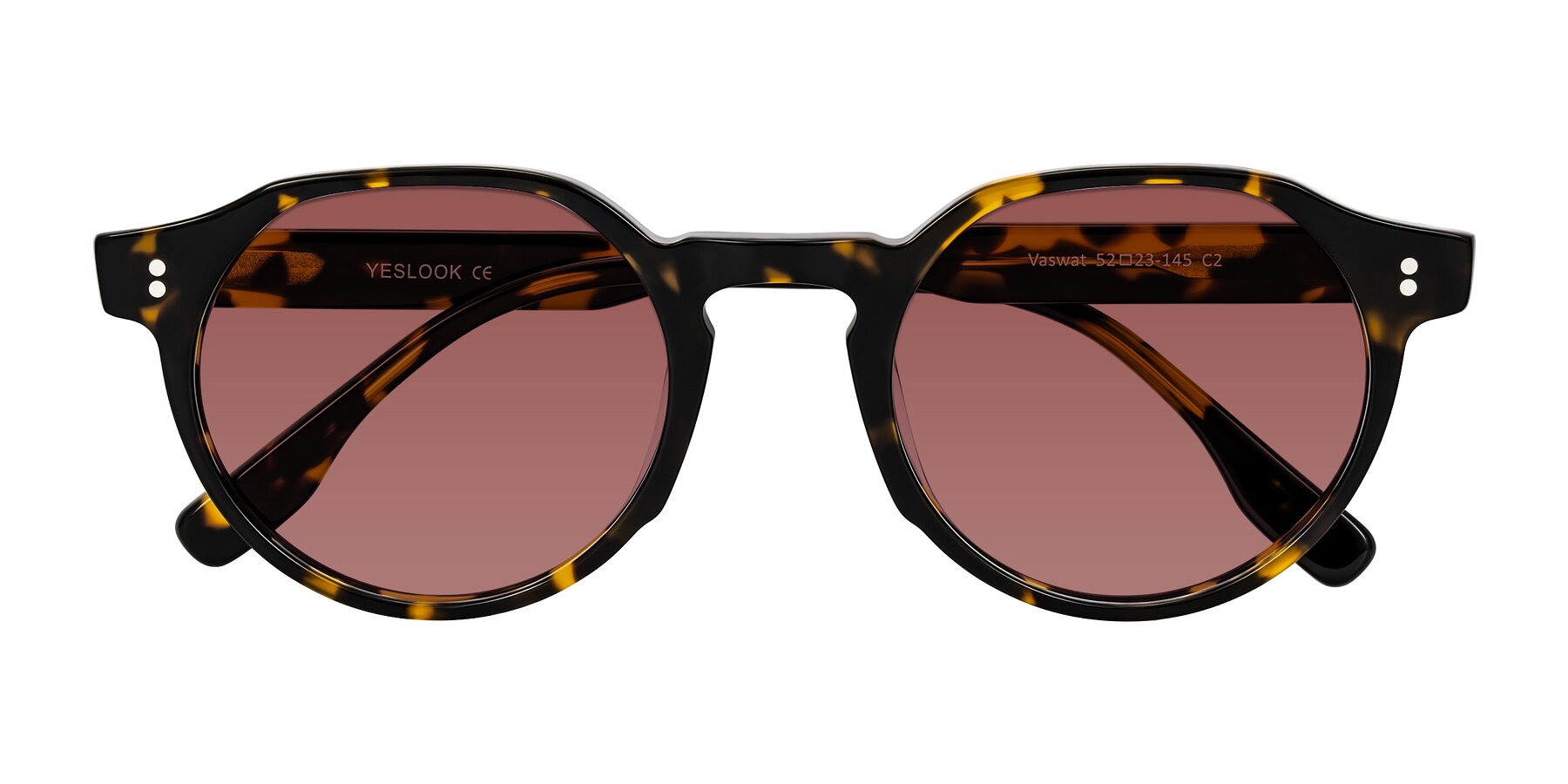 Folded Front of Vaswat in Tortoise with Garnet Tinted Lenses