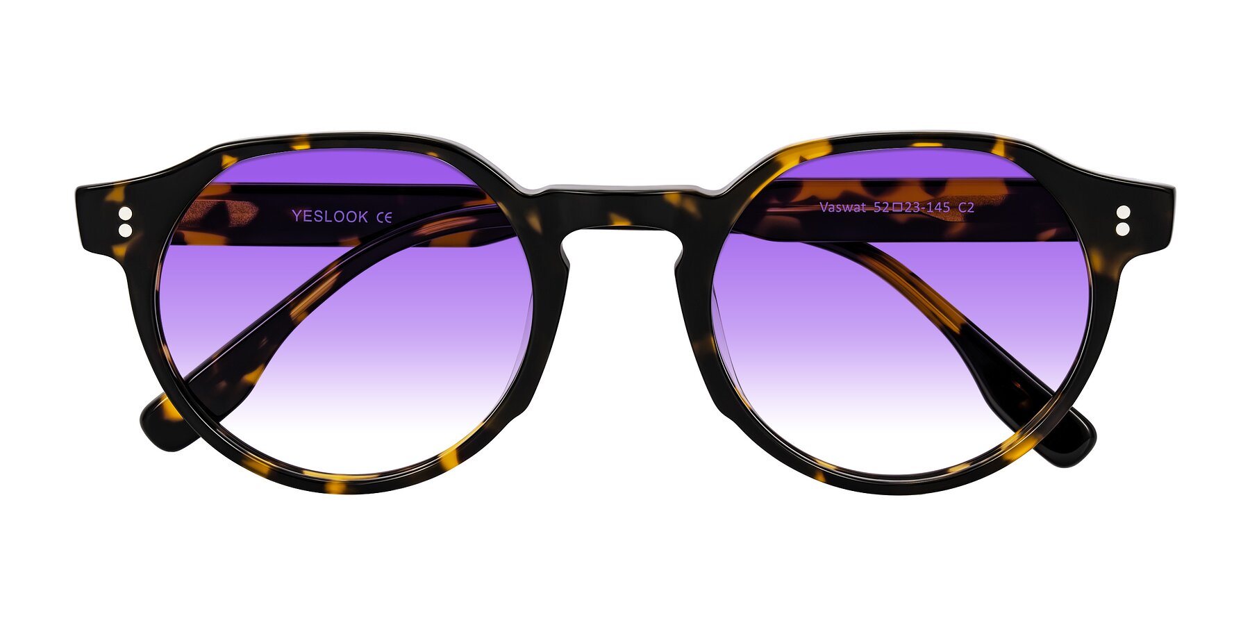 Folded Front of Vaswat in Tortoise with Purple Gradient Lenses