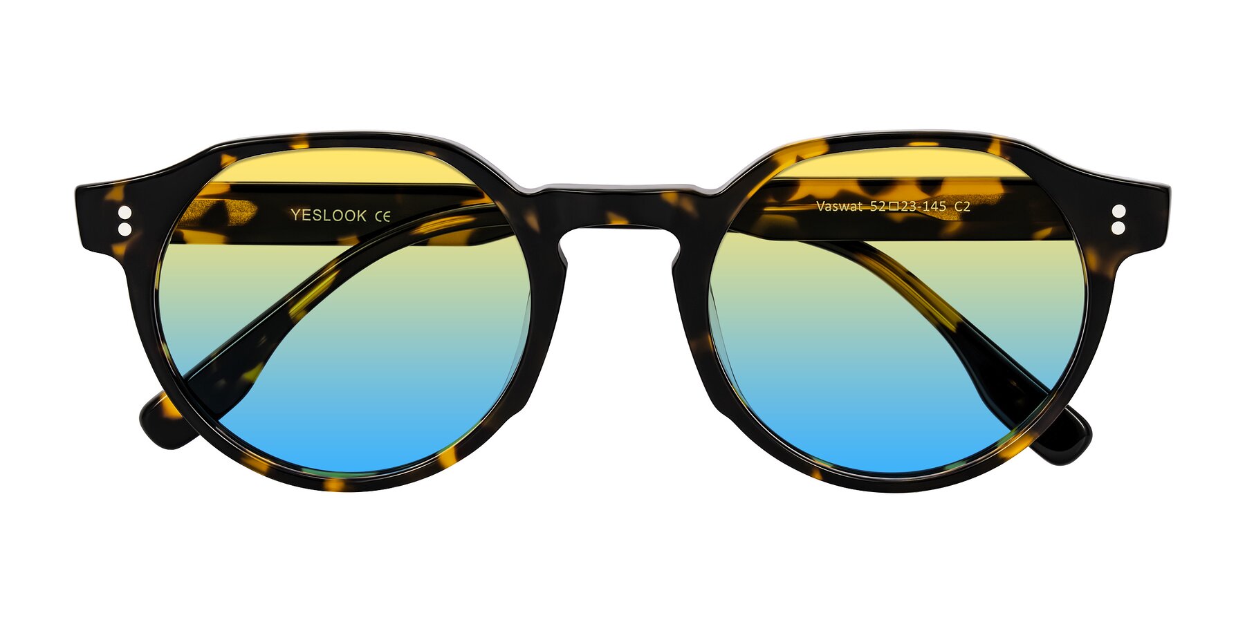 Folded Front of Vaswat in Tortoise with Yellow / Blue Gradient Lenses