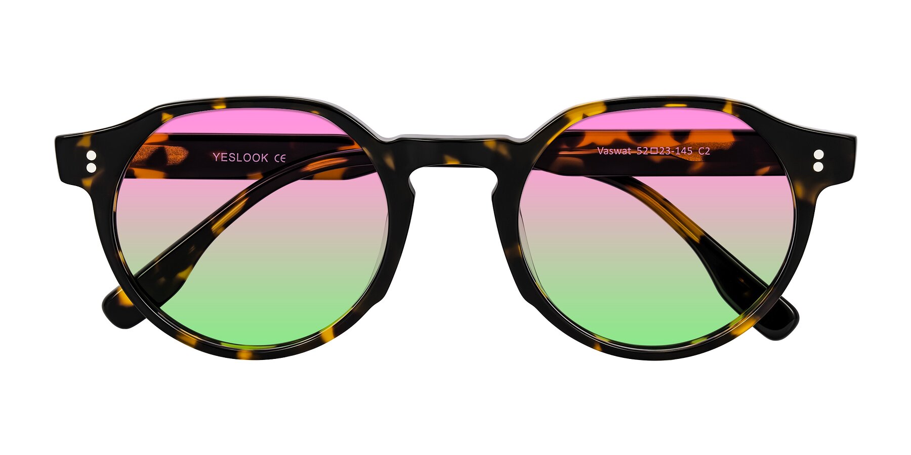 Folded Front of Vaswat in Tortoise with Pink / Green Gradient Lenses