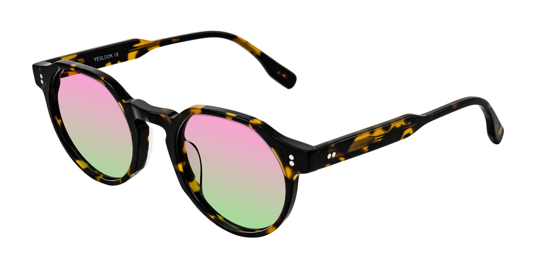 Angle of Vaswat in Tortoise with Pink / Green Gradient Lenses