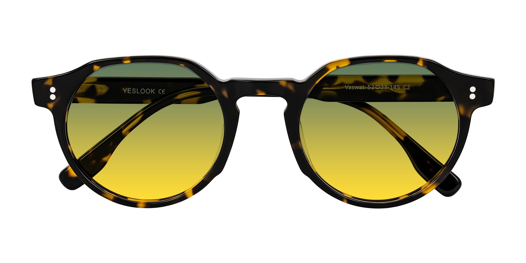Folded Front of Vaswat in Tortoise with Green / Yellow Gradient Lenses