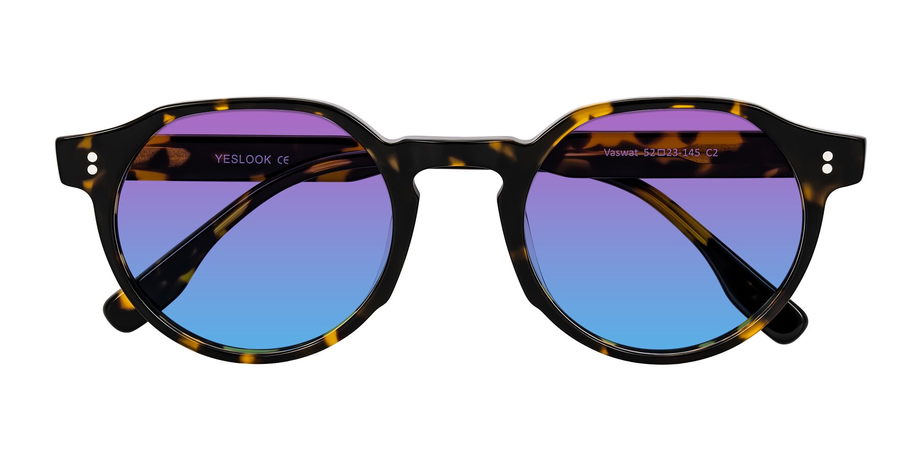 Folded Front of Vaswat in Tortoise with Purple / Blue Gradient Lenses