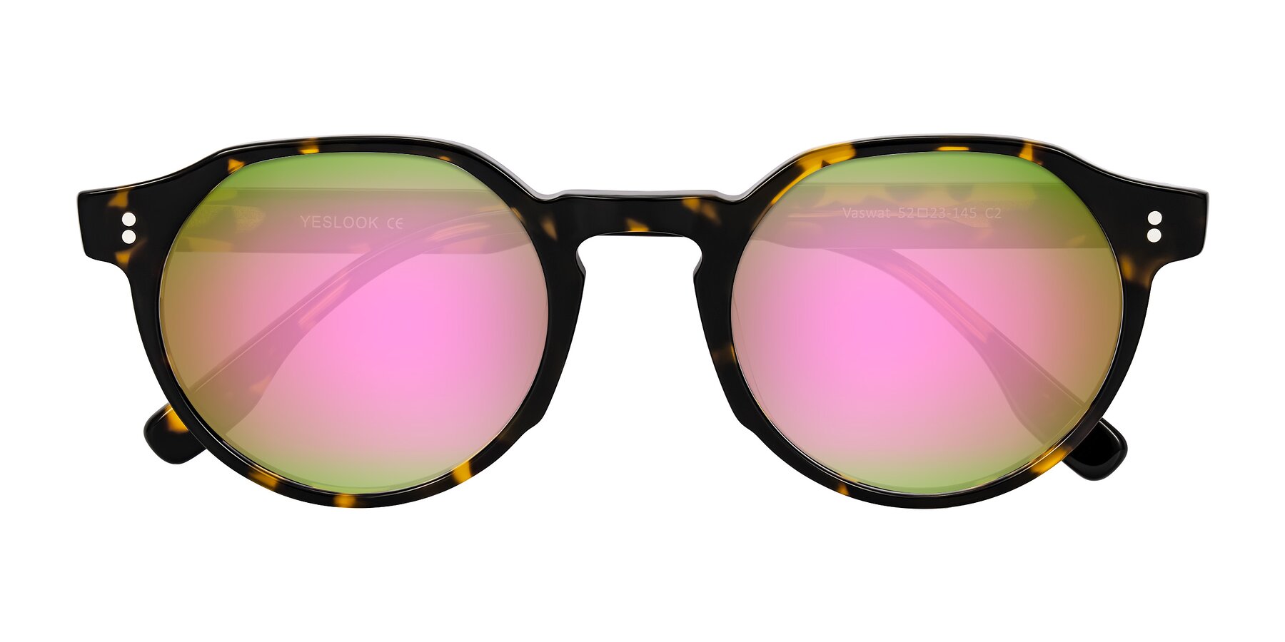 Folded Front of Vaswat in Tortoise with Pink Mirrored Lenses