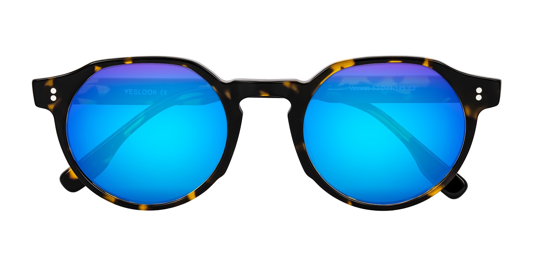 Folded Front of Vaswat in Tortoise with Blue Mirrored Lenses