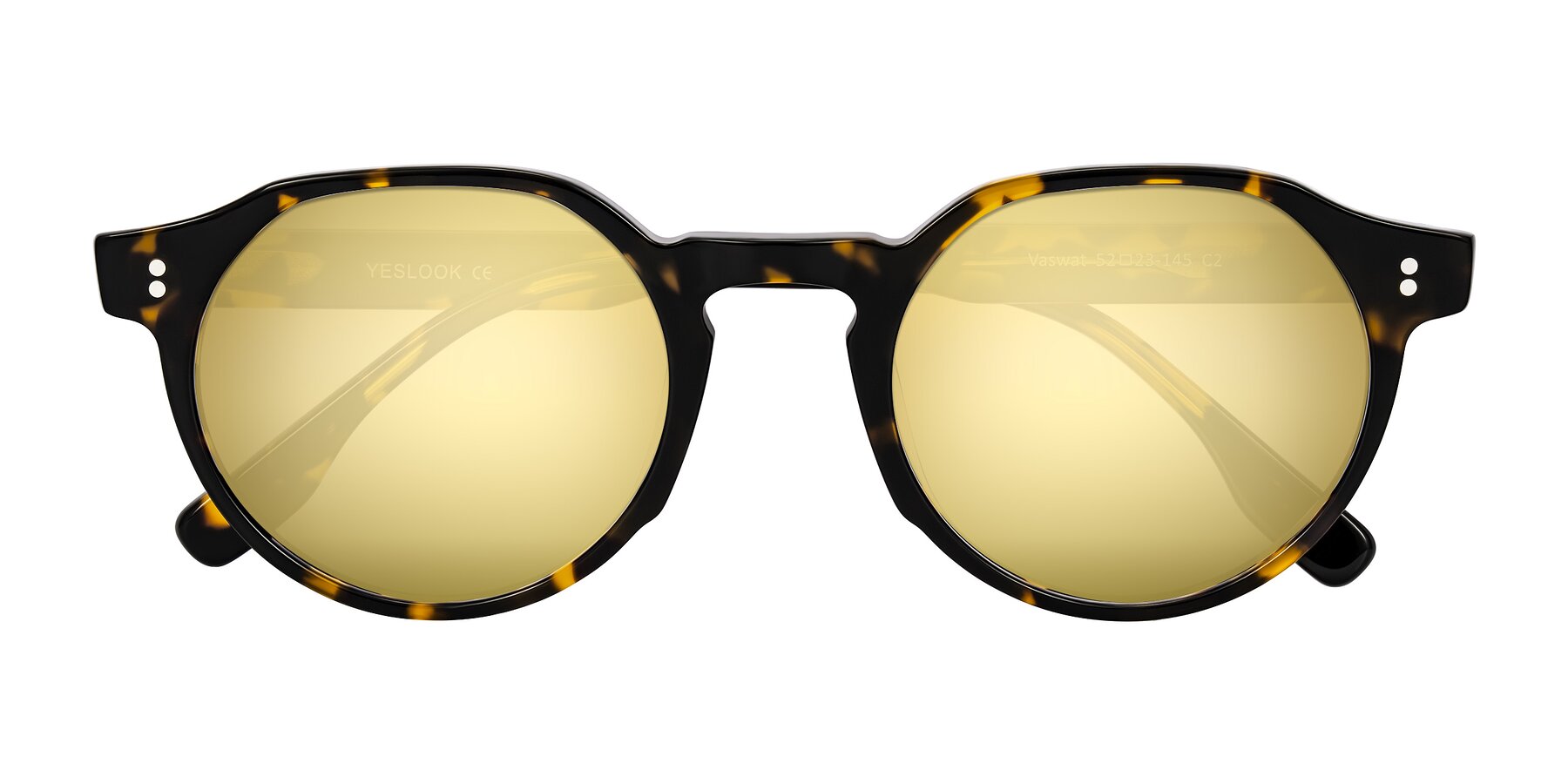 Folded Front of Vaswat in Tortoise with Gold Mirrored Lenses