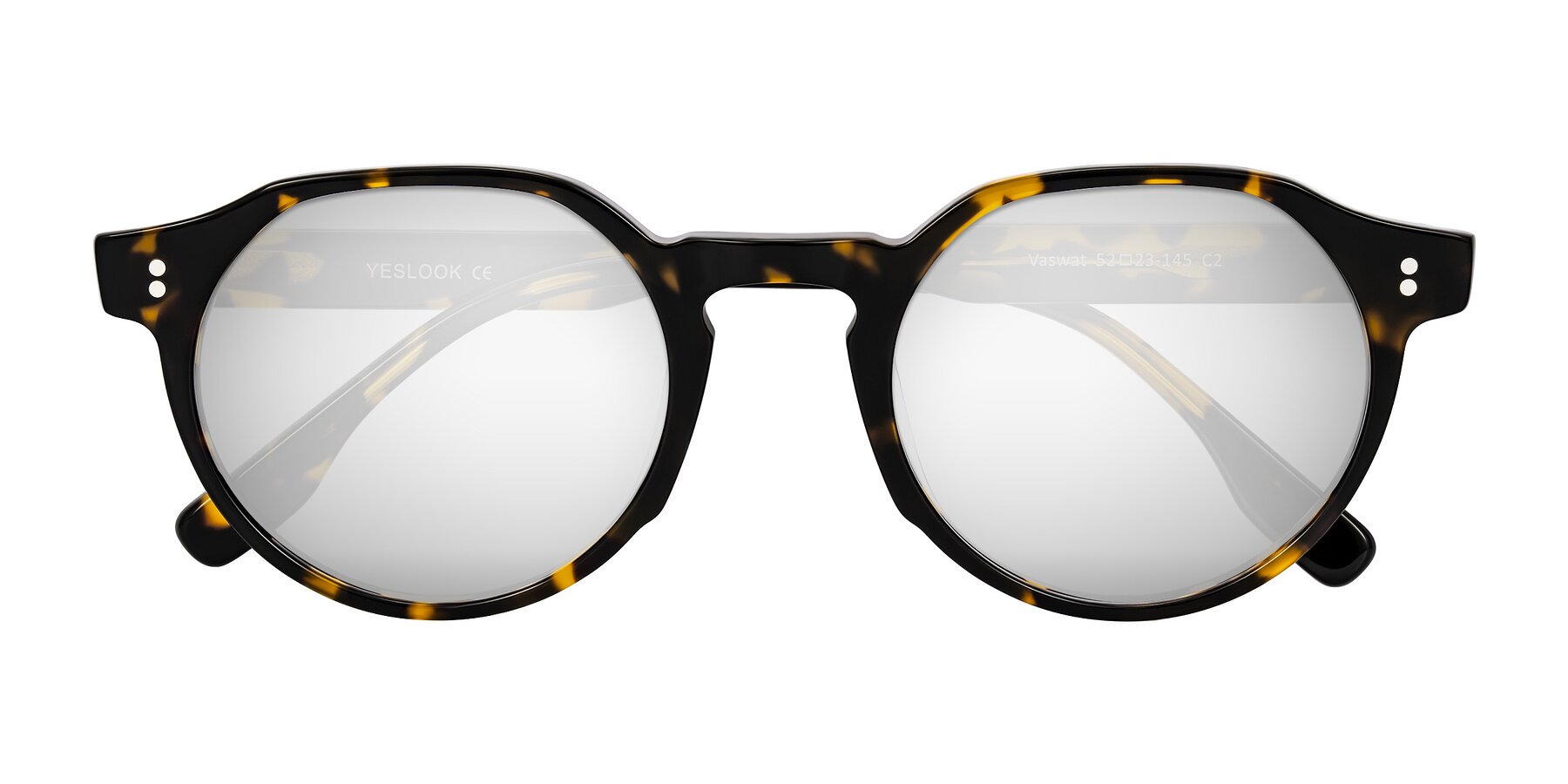 Folded Front of Vaswat in Tortoise with Silver Mirrored Lenses