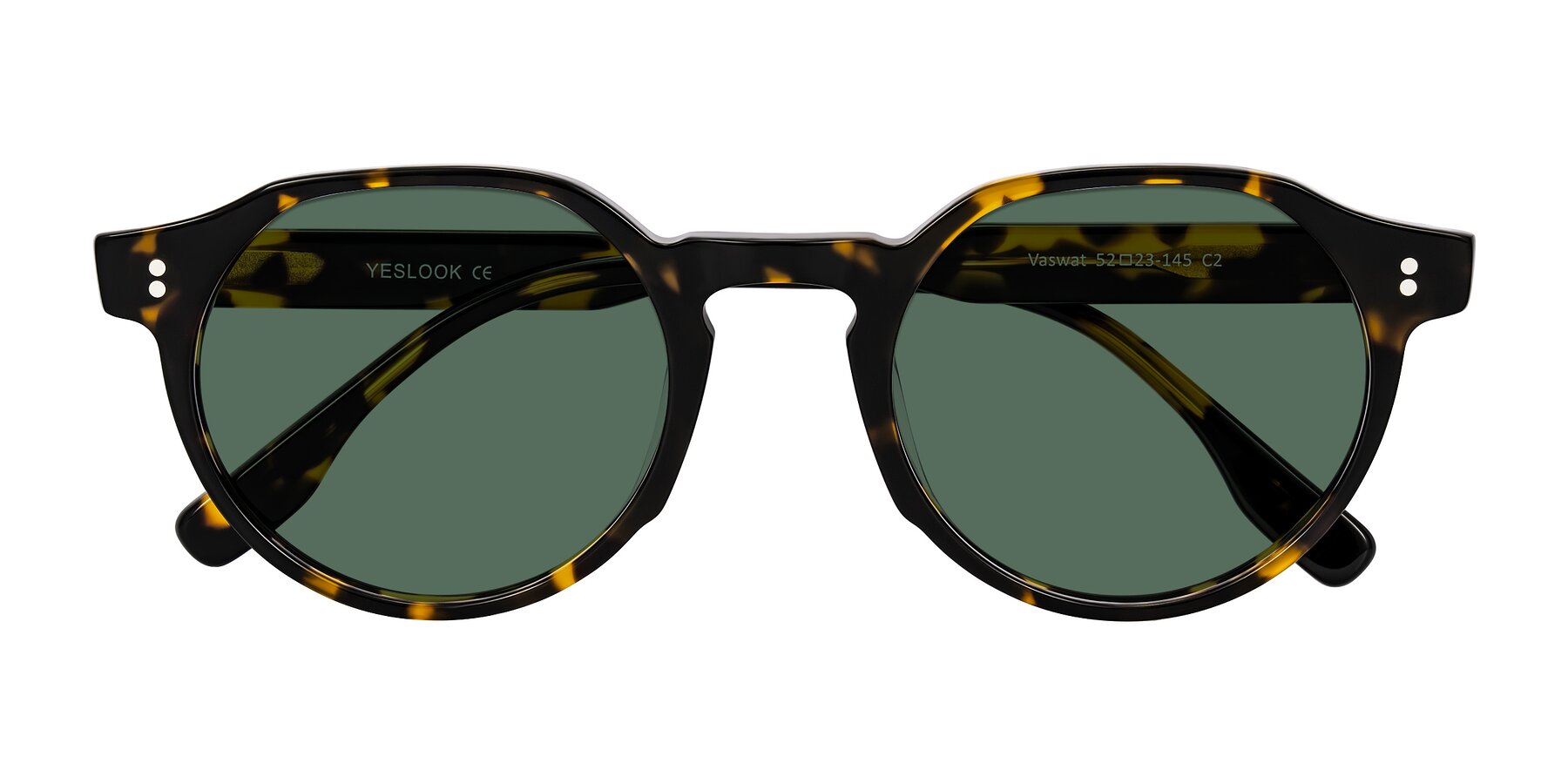 Folded Front of Vaswat in Tortoise with Green Polarized Lenses