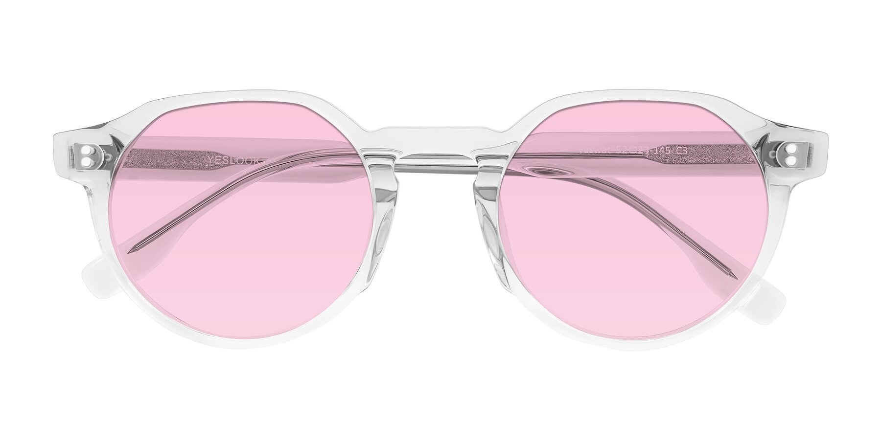 Clear Keyhole Bridge Retro-Vintage Geometric Tinted Sunglasses with Light Pink Sunwear Lenses - Vaswat