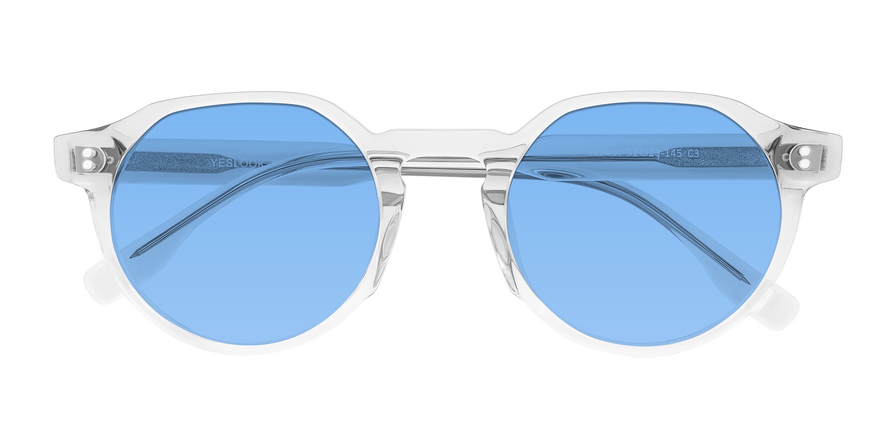 Folded Front of Vaswat in Clear with Medium Blue Tinted Lenses