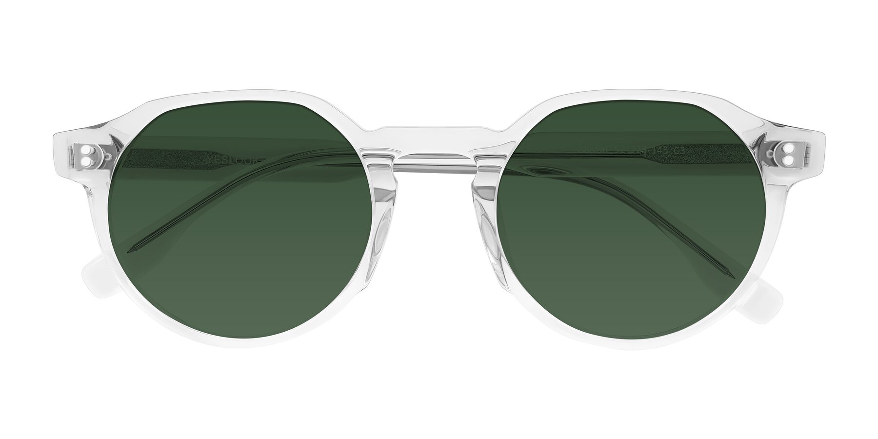 Folded Front of Vaswat in Clear with Green Tinted Lenses