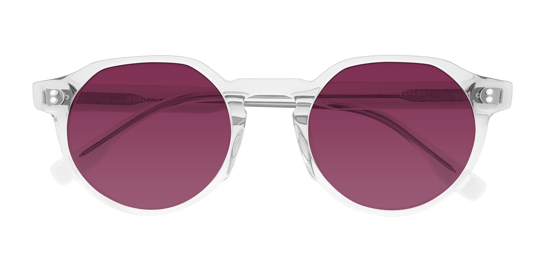 Folded Front of Vaswat in Clear with Wine Tinted Lenses