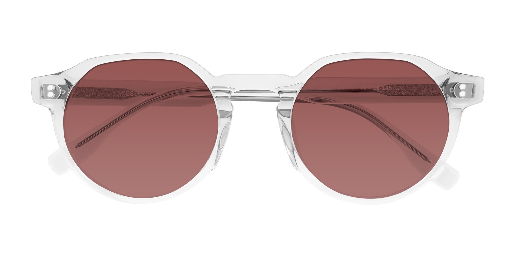Folded Front of Vaswat in Clear with Garnet Tinted Lenses