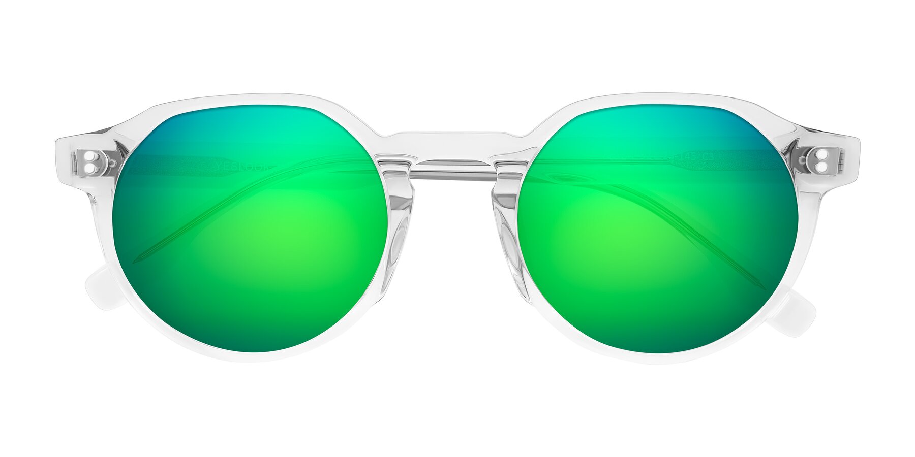 Folded Front of Vaswat in Clear with Green Mirrored Lenses