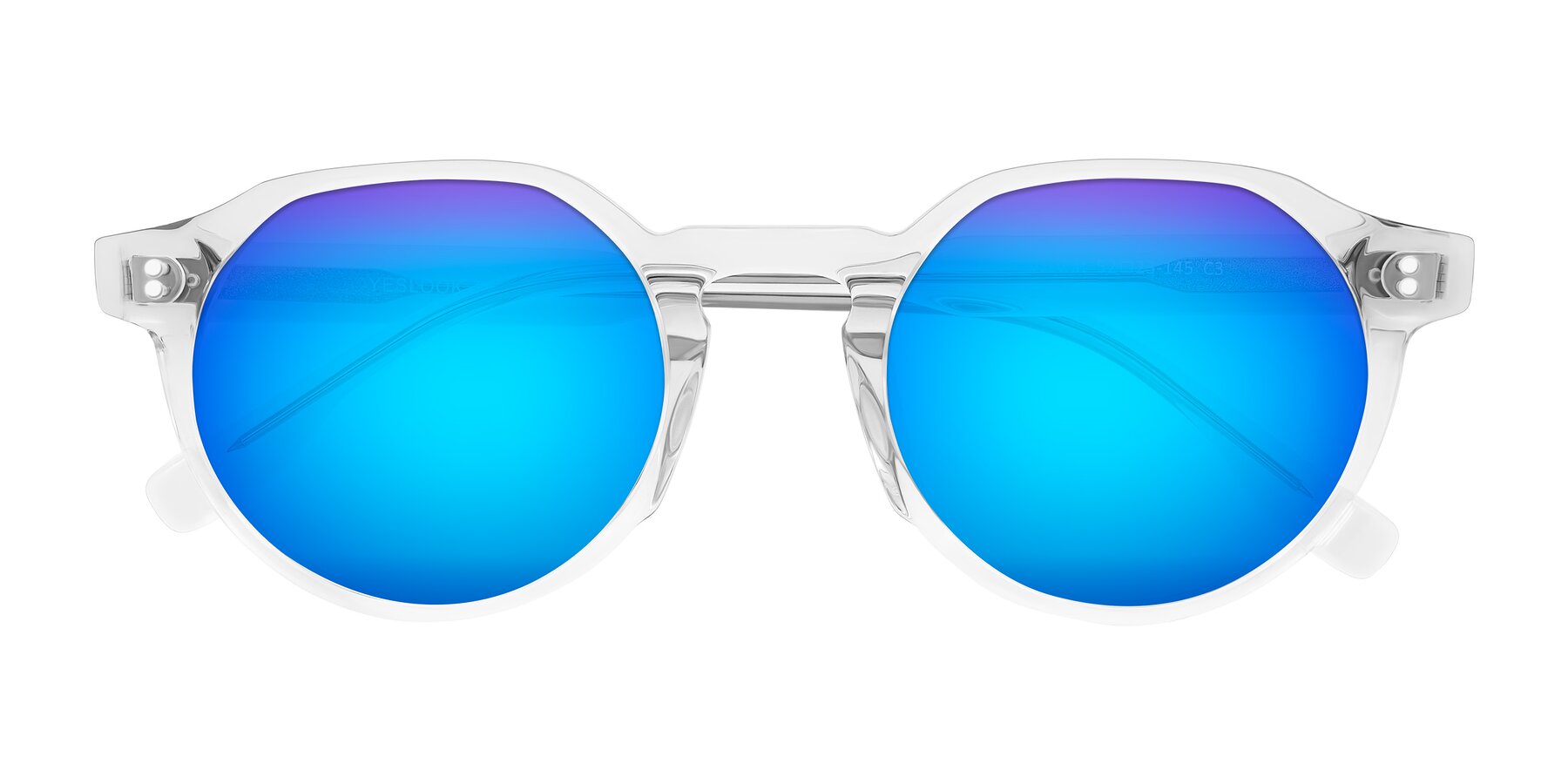 Folded Front of Vaswat in Clear with Blue Mirrored Lenses
