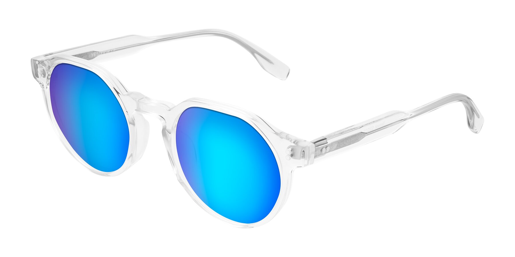 Angle of Vaswat in Clear with Blue Mirrored Lenses