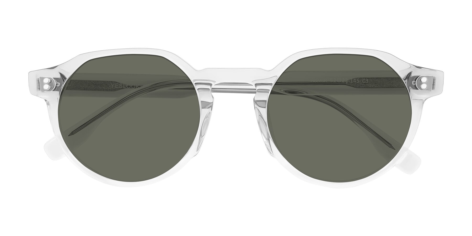 Folded Front of Vaswat in Clear with Gray Polarized Lenses