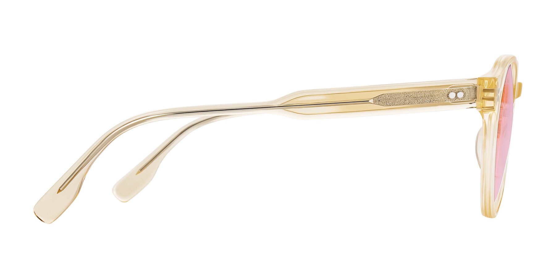 Side of Vaswat in Light Orange with Light Pink Tinted Lenses