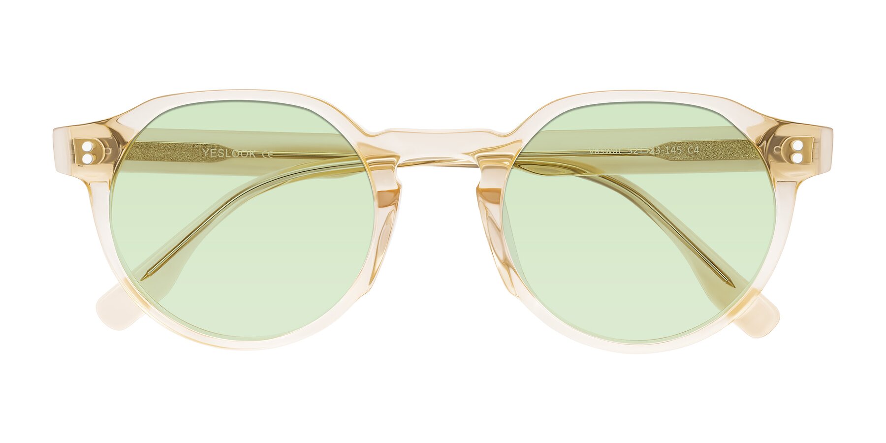 Folded Front of Vaswat in Light Orange with Light Green Tinted Lenses