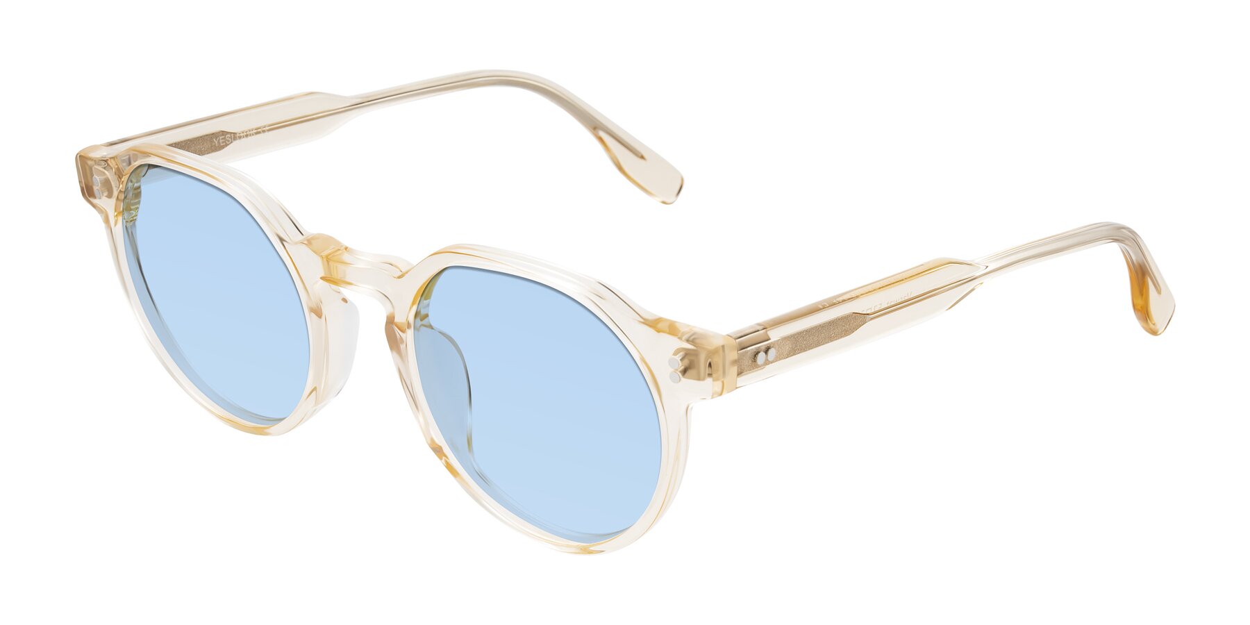 Angle of Vaswat in Light Orange with Light Blue Tinted Lenses