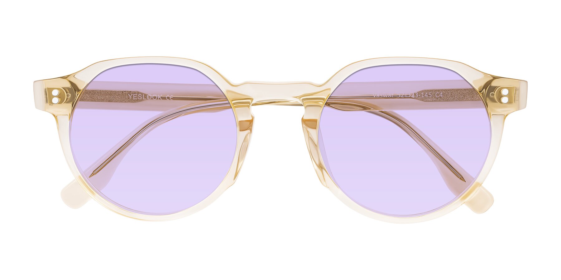 Folded Front of Vaswat in Light Orange with Light Purple Tinted Lenses
