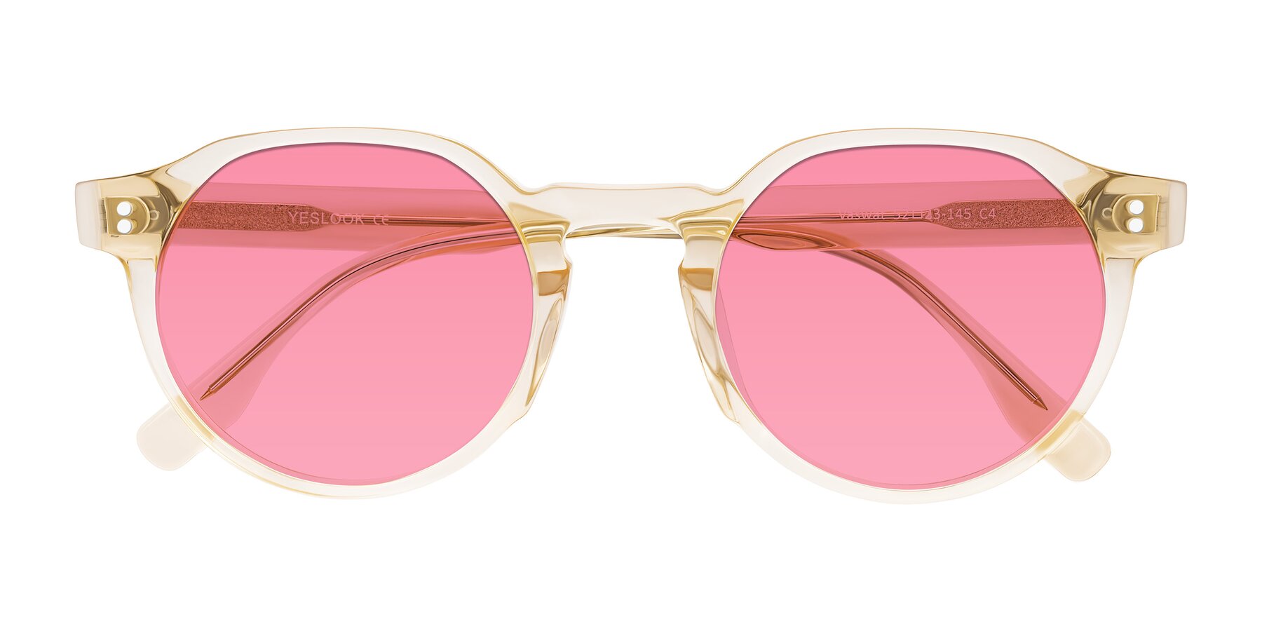 Folded Front of Vaswat in Light Orange with Pink Tinted Lenses