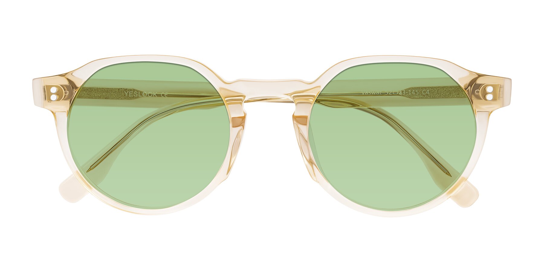 Folded Front of Vaswat in Light Orange with Medium Green Tinted Lenses