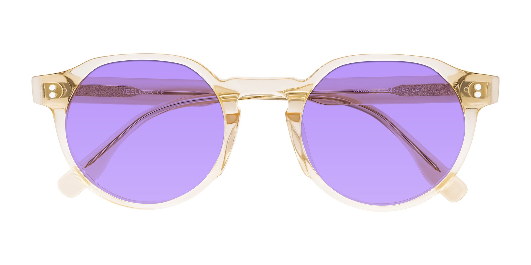 Folded Front of Vaswat in Light Orange with Medium Purple Tinted Lenses