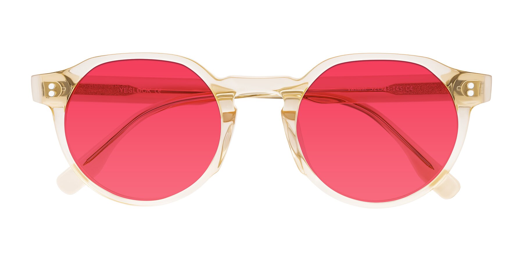 Folded Front of Vaswat in Light Orange with Red Tinted Lenses