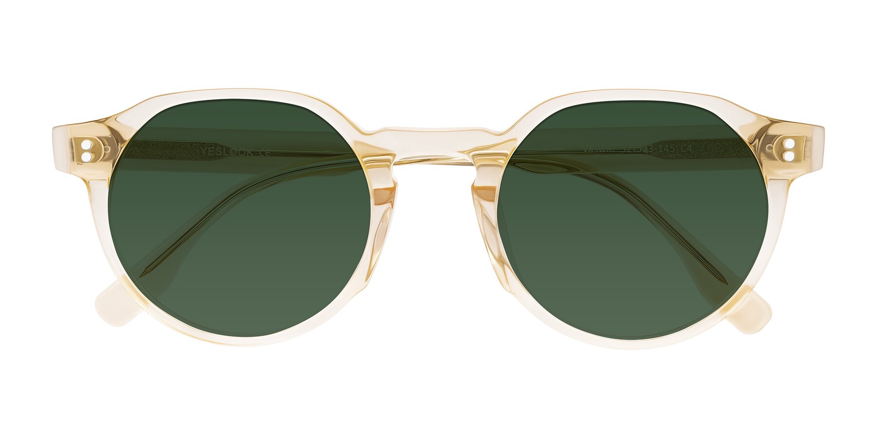 Folded Front of Vaswat in Light Orange with Green Tinted Lenses