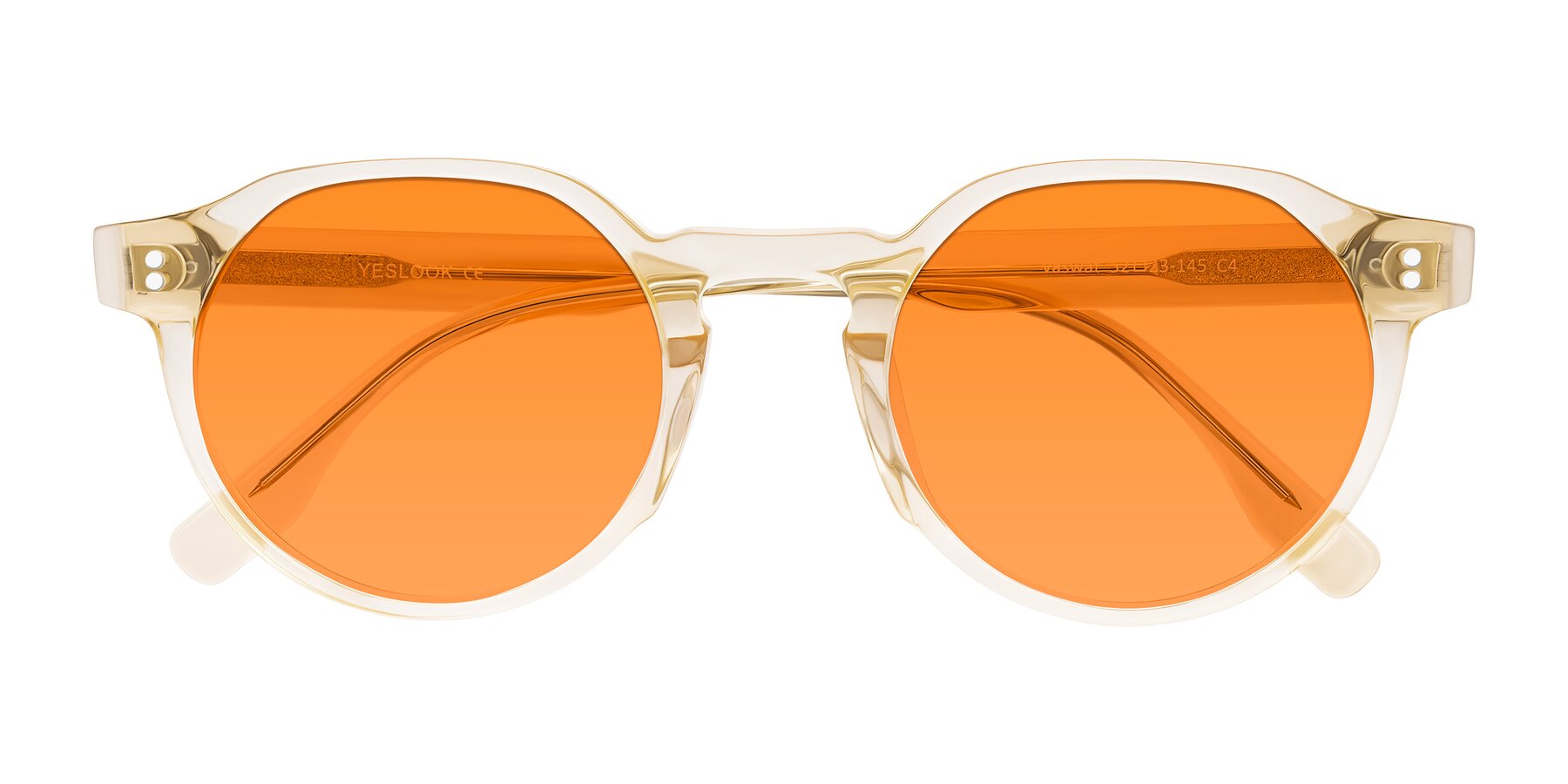 Folded Front of Vaswat in Light Orange with Orange Tinted Lenses