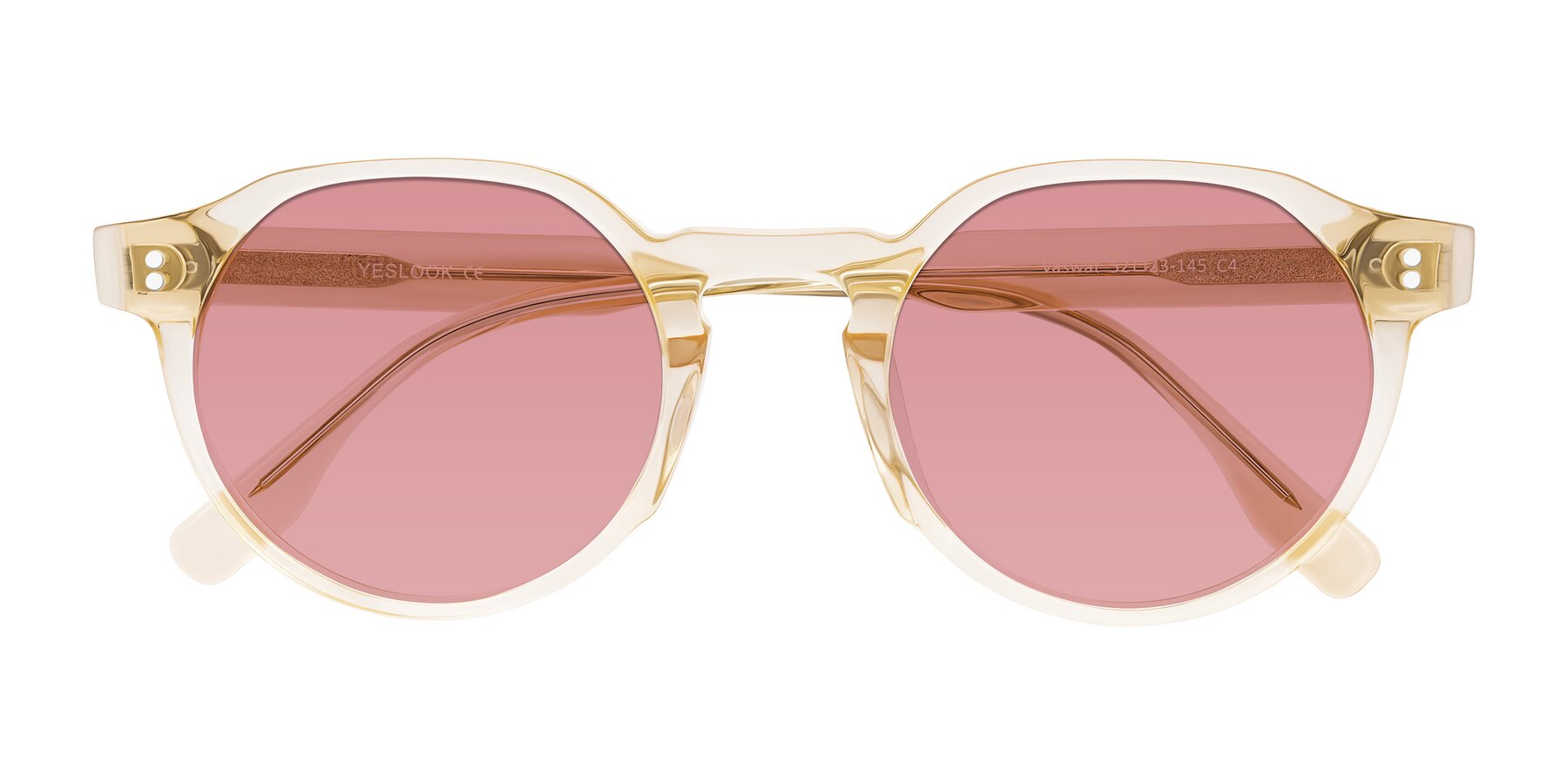 Folded Front of Vaswat in Light Orange with Medium Garnet Tinted Lenses