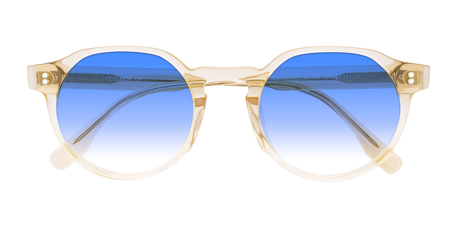 Folded Front of Vaswat in Light Orange with Blue Gradient Lenses