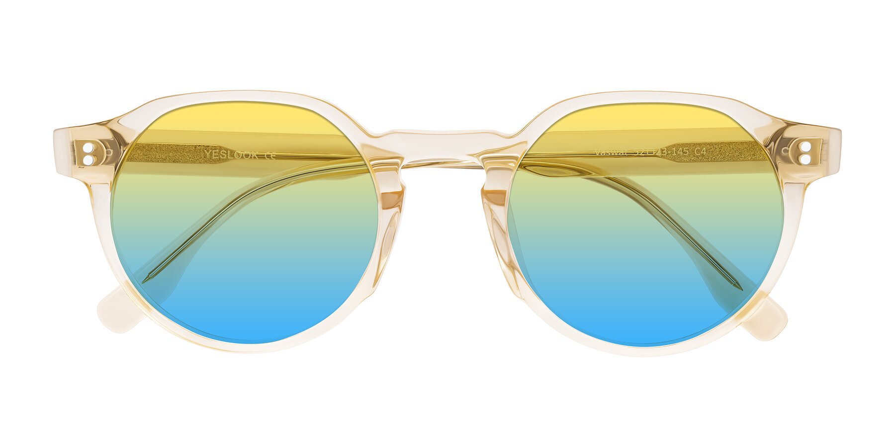 Folded Front of Vaswat in Light Orange with Yellow / Blue Gradient Lenses