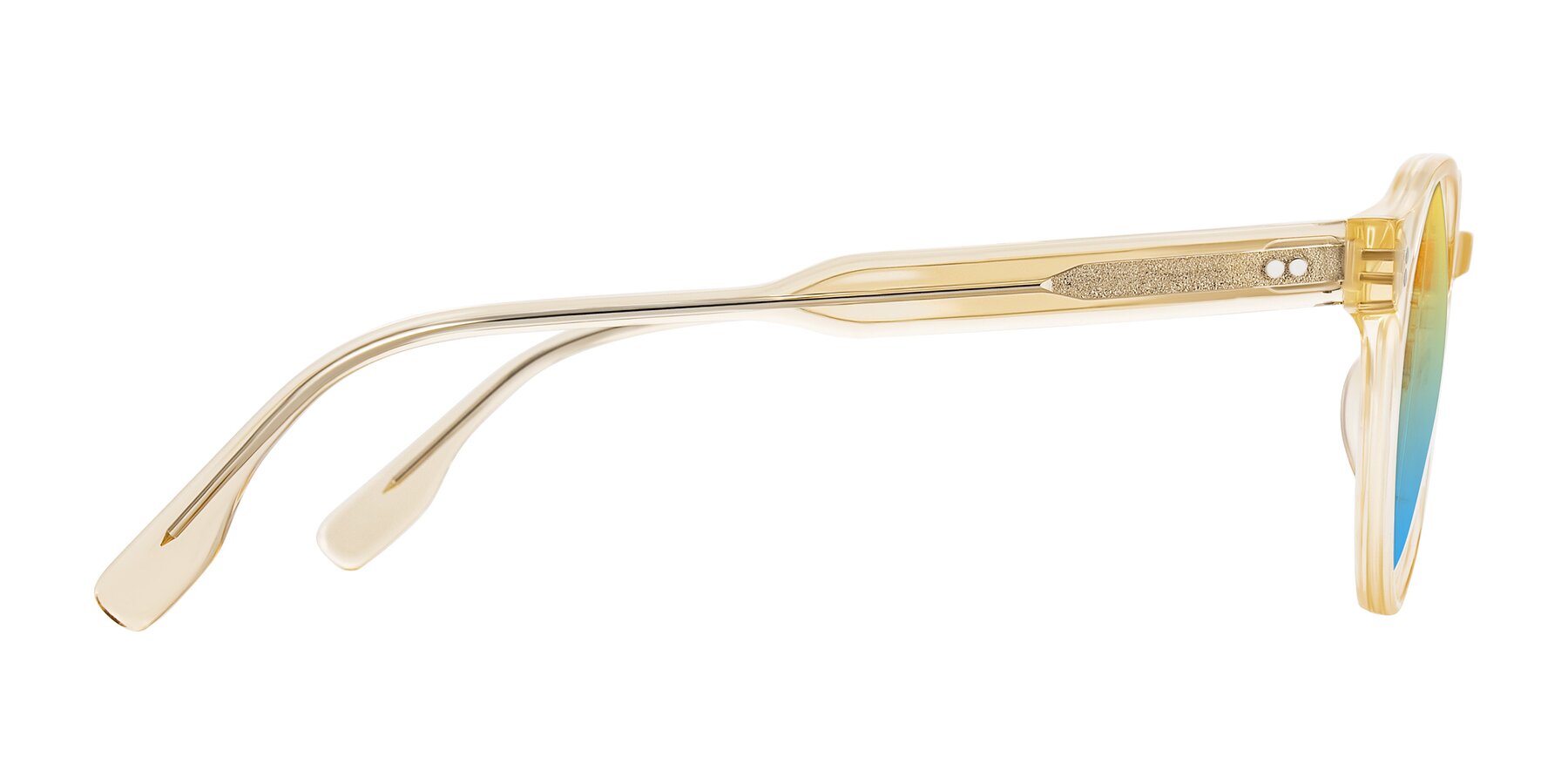 Side of Vaswat in Light Orange with Yellow / Blue Gradient Lenses